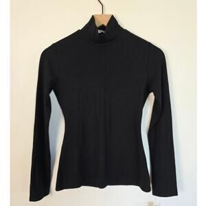 Reformation Black Ribbed Turtleneck Top Fitted Long Sleeve S